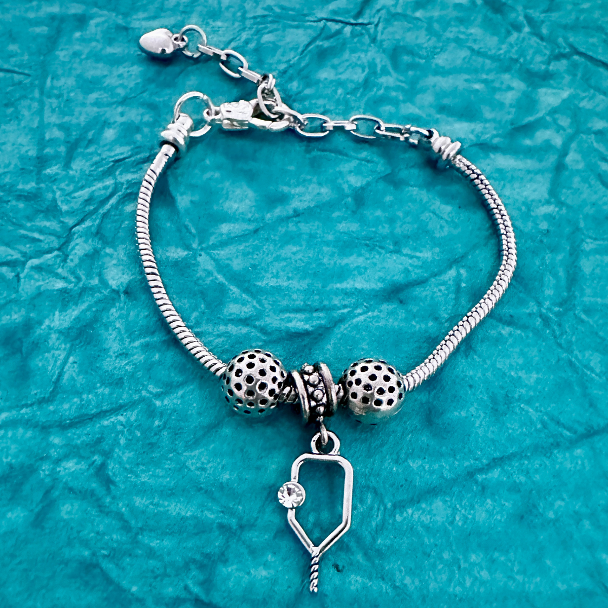 Pickleball Snake Chain Charm Bracelet