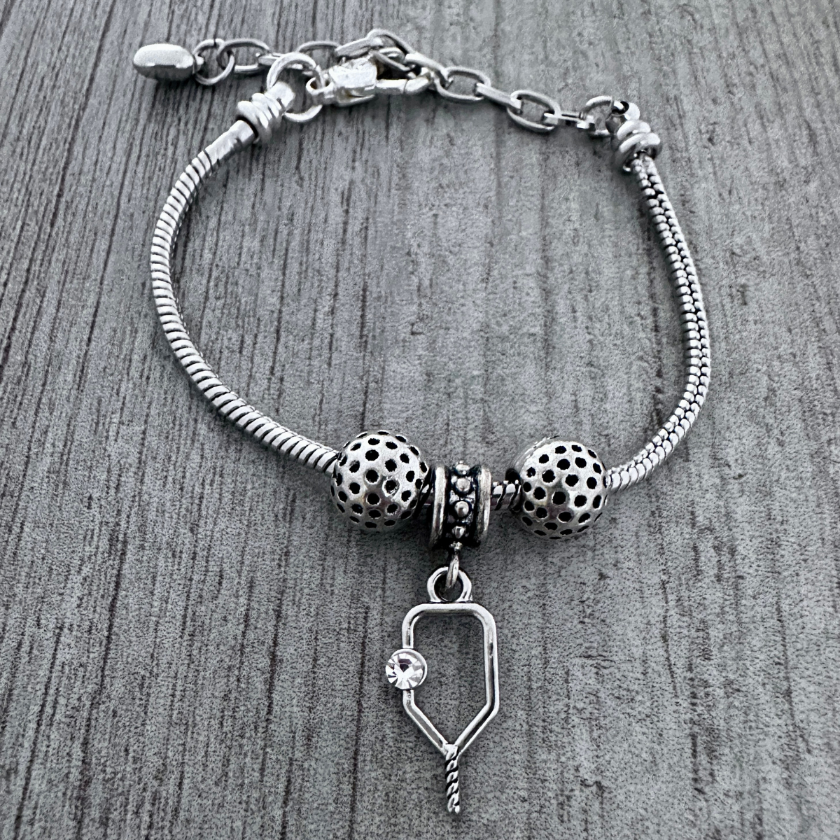 Pickleball Snake Chain Charm Bracelet