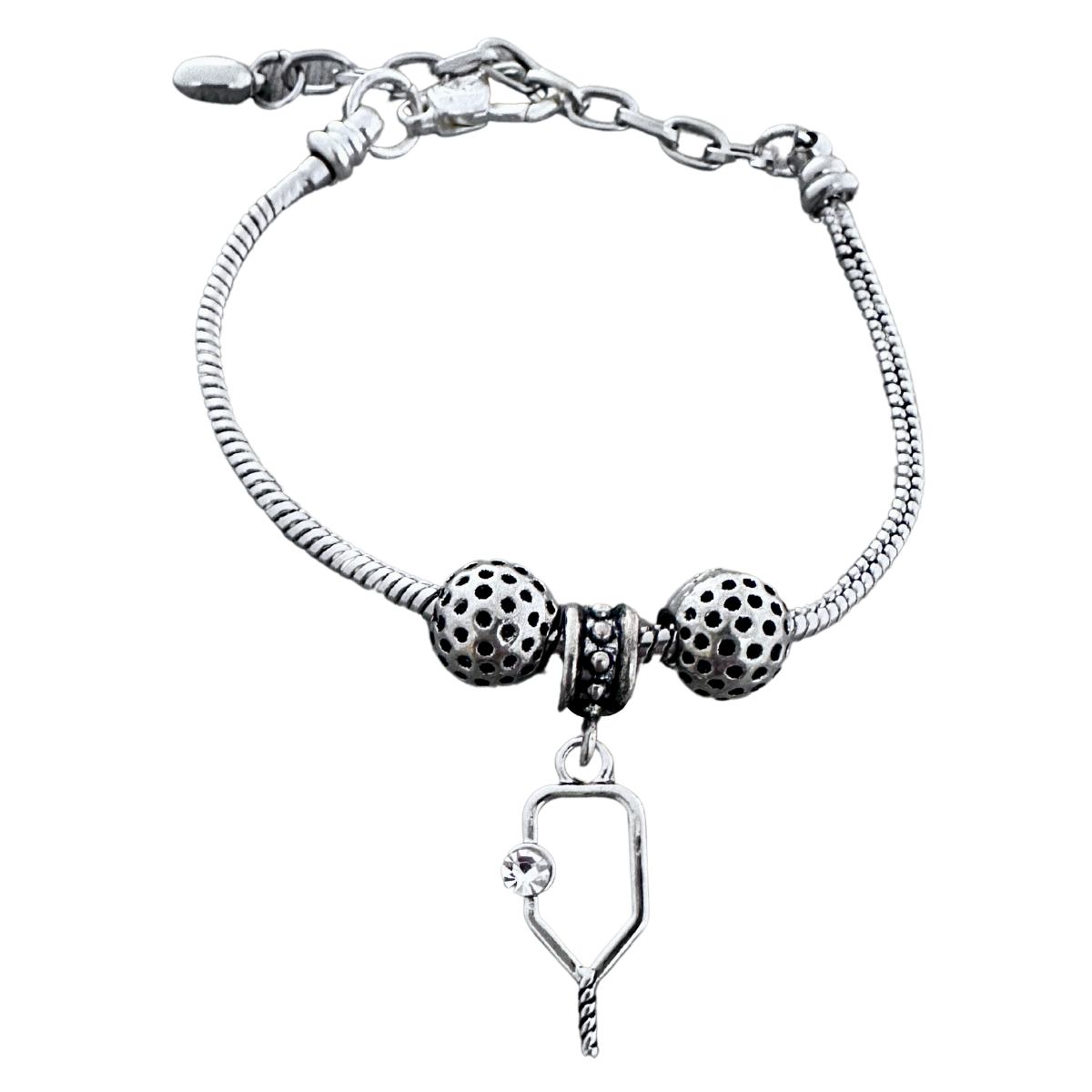Pickleball Snake Chain Charm Bracelet
