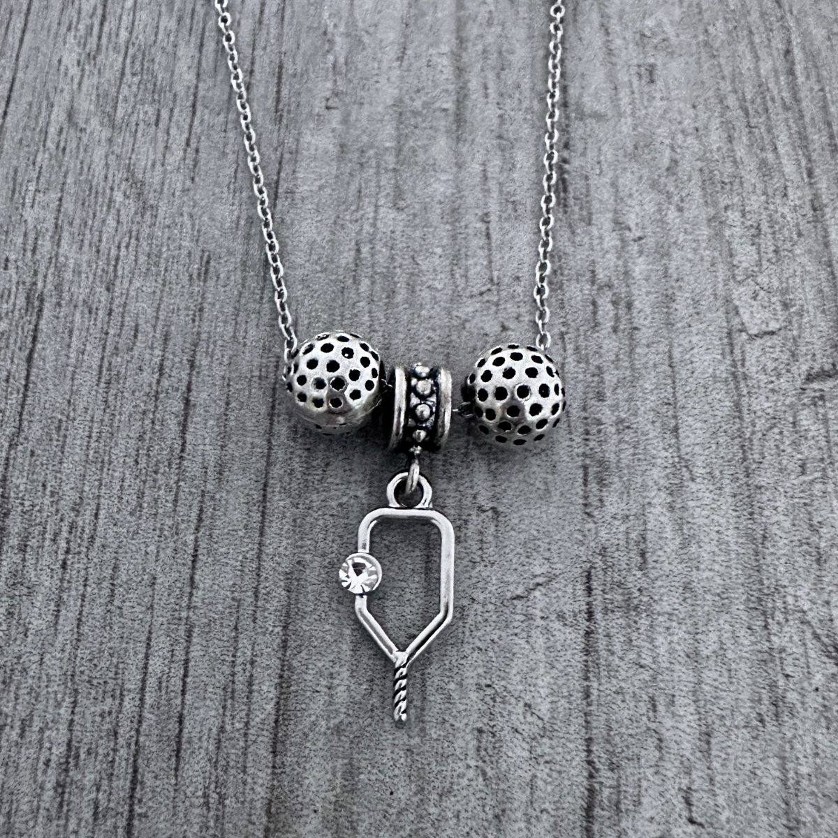 Pickleball Beaded Charm Necklace