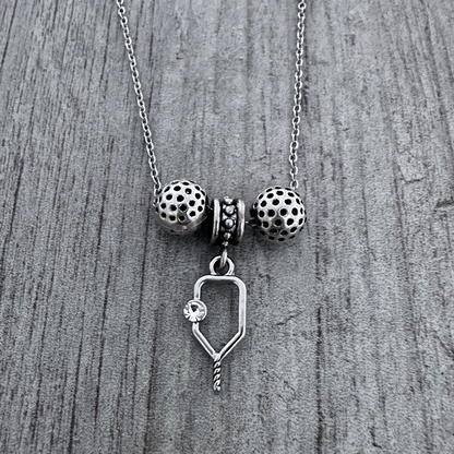 Pickleball Beaded Charm Necklace