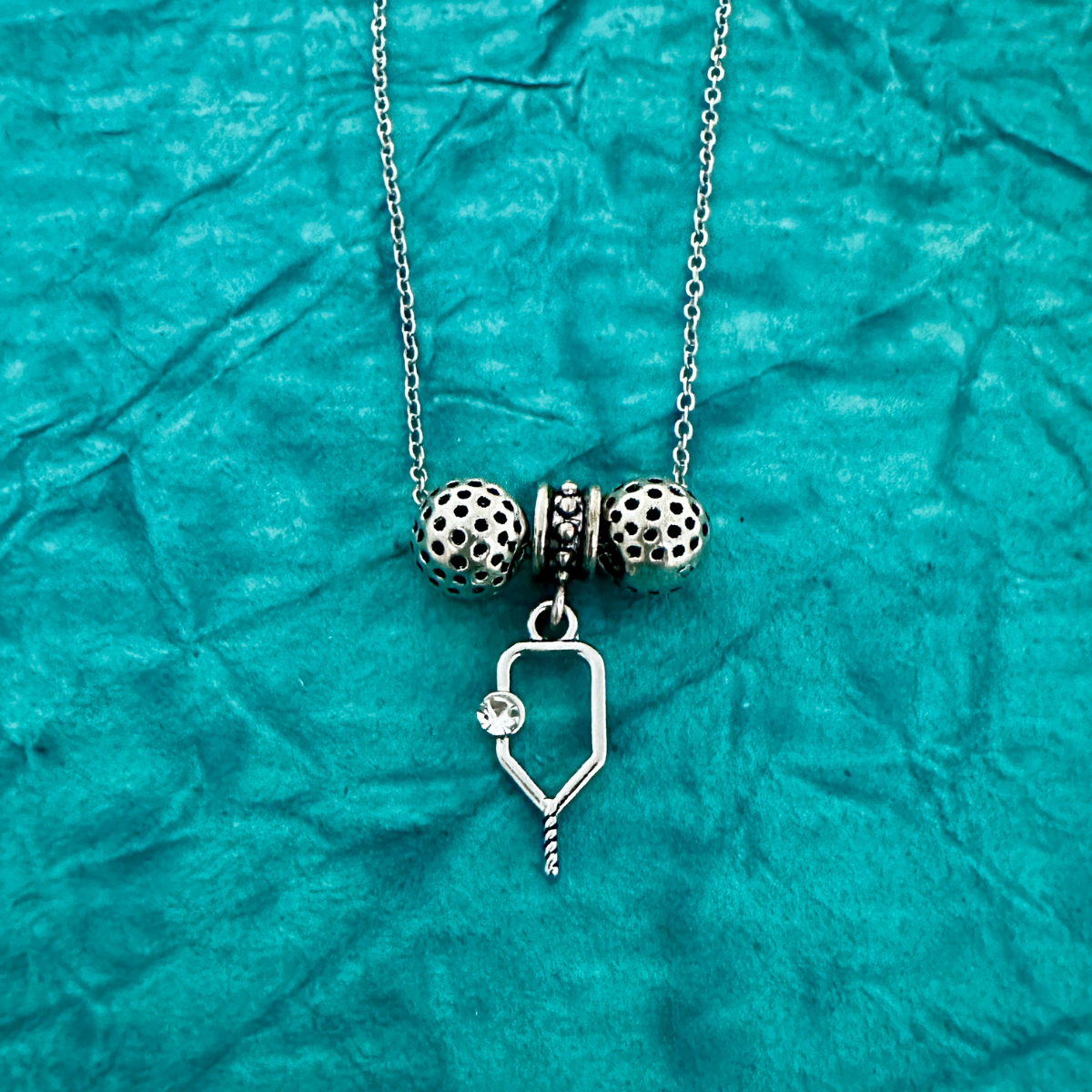 Pickleball Beaded Charm Necklace