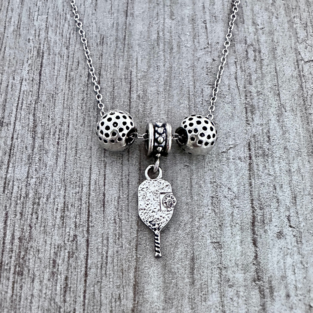 Pickleball Beaded Charm Necklace