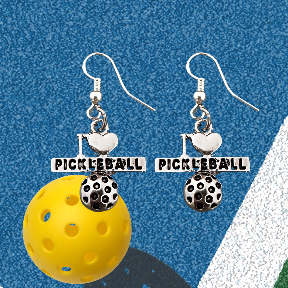 I Love Pickleball Earrings