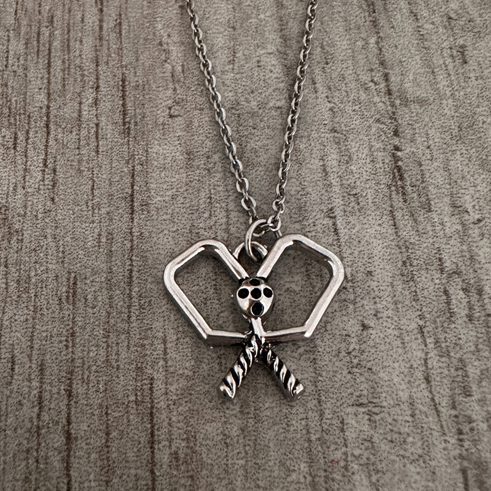 Pickleball Double Paddle Charm Necklace