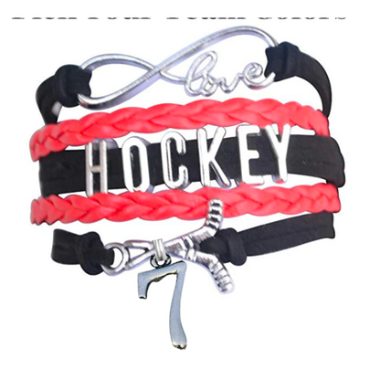 Personalized Hockey Jersey Number Bracelet -Pick Colors - Sportybella