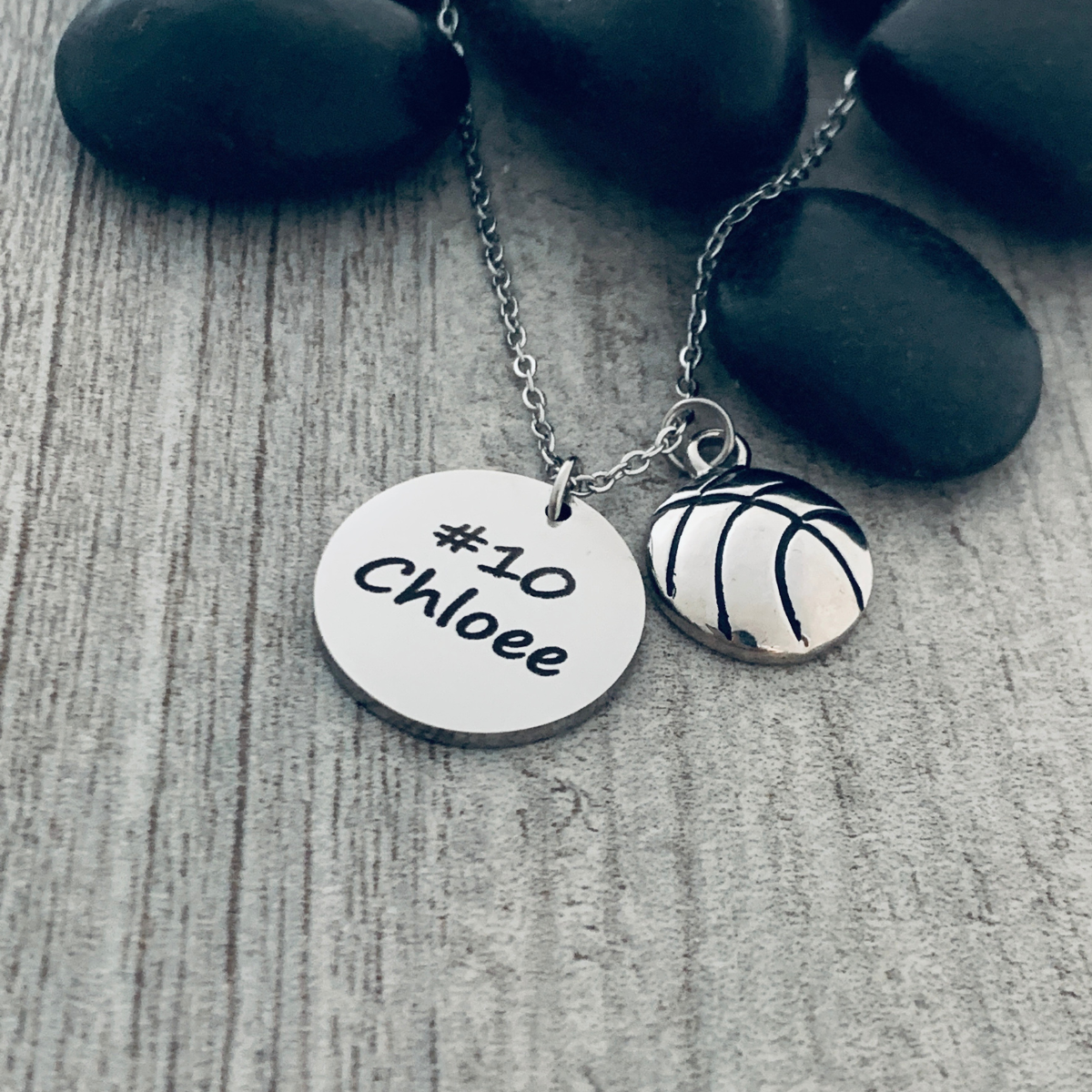 Engraved Basketball Necklace