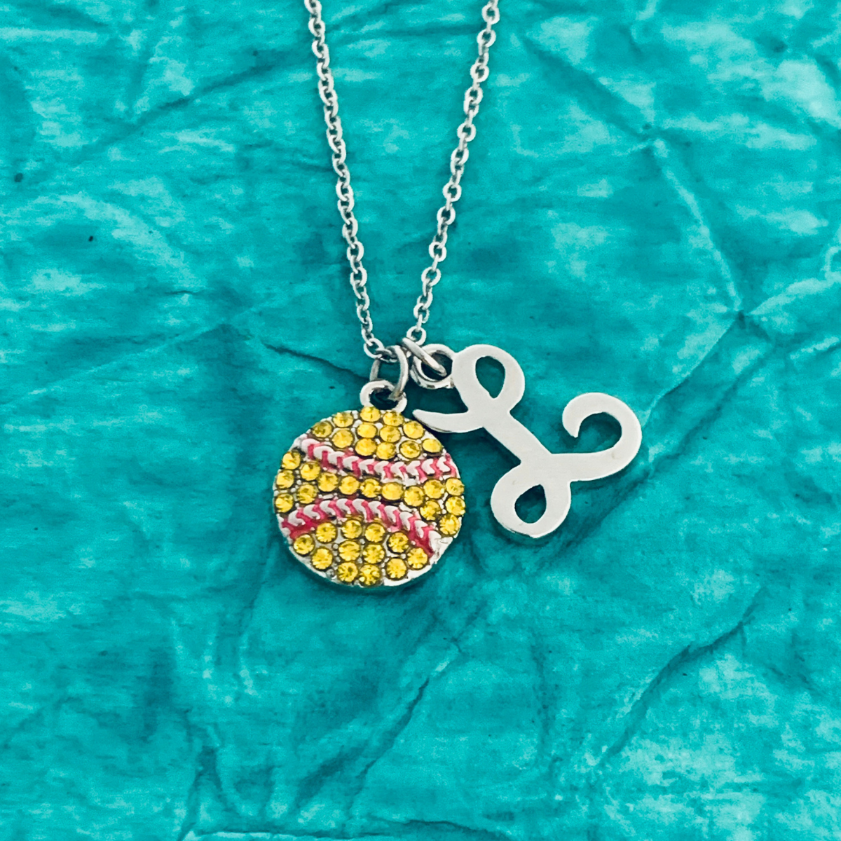Personalized Softball Necklace- Letter