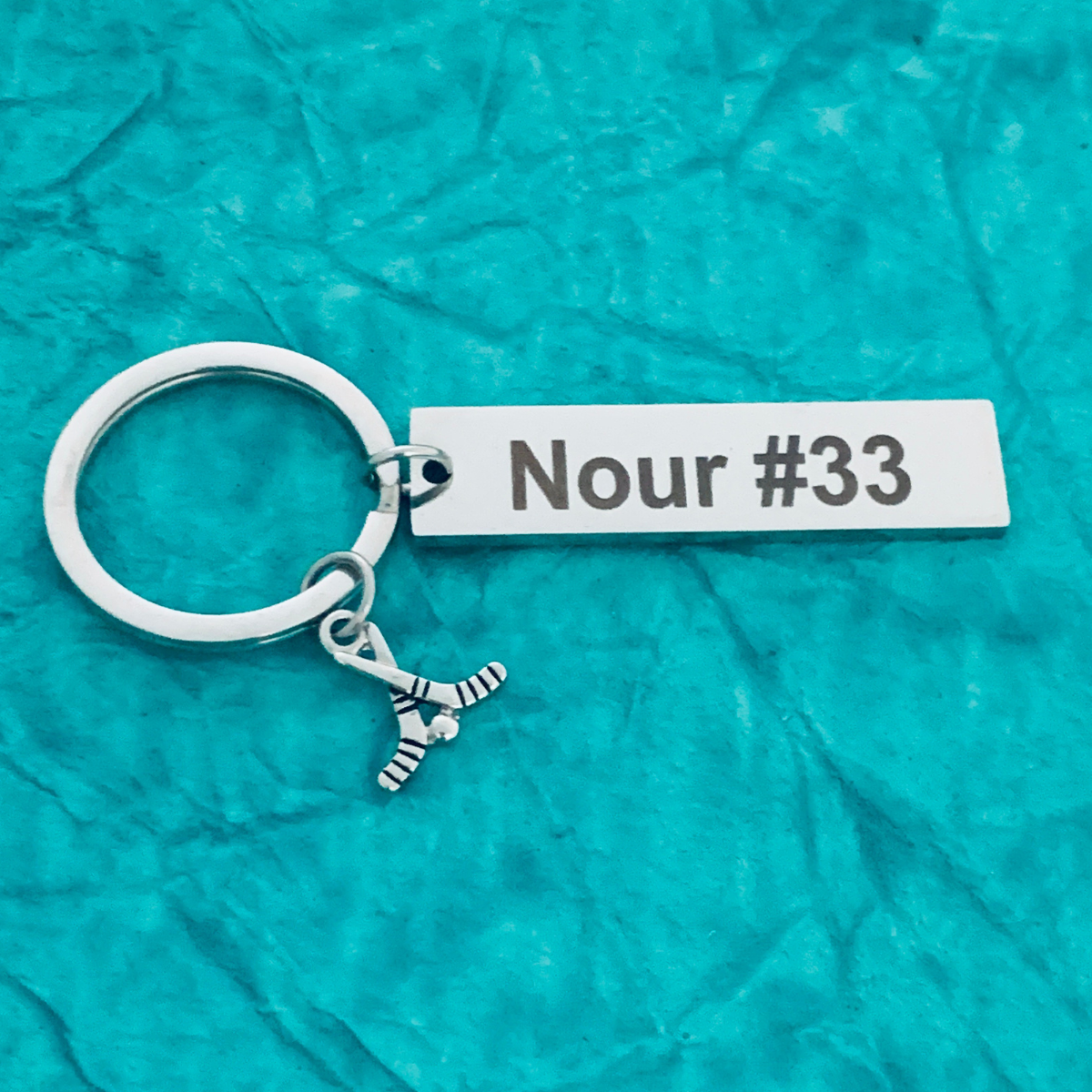 Engraved Ice Hockey Keychain