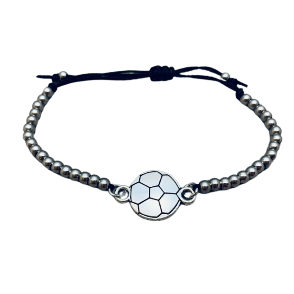 Soccer Beaded Charm Adjustable Bracelet
