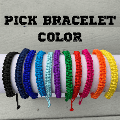 Personalized Engraved Lacrosse Adjustable Rope Bracelet - Pick Color