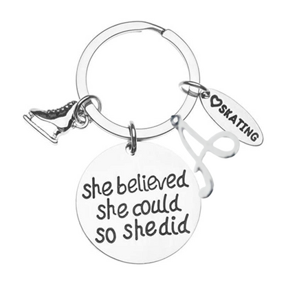 Personalized Skating She Believed She Could So She Did Keychain