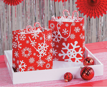 Medium Red & White Snowflake Gift Bag