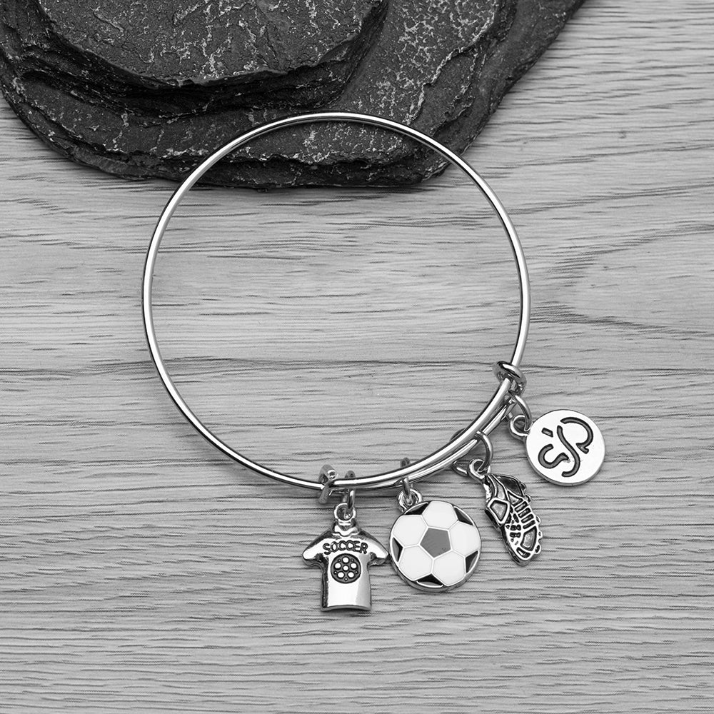 Girls Soccer Bangle Bracelet