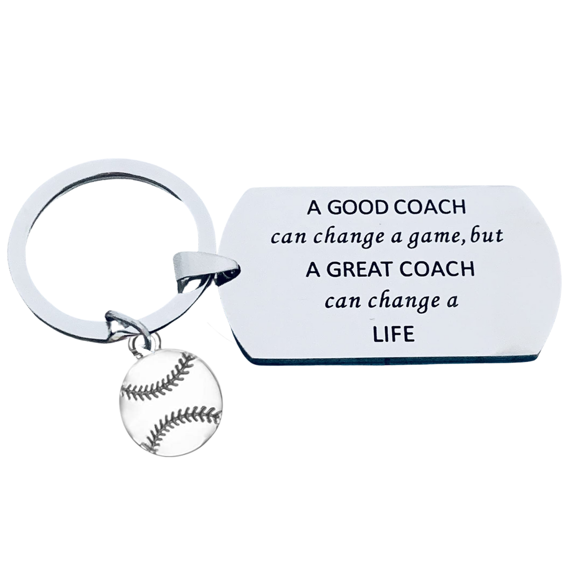 Softball Coach Keychain- A Good Coach Can Change a Game, But a Great Coach Can Change a Life