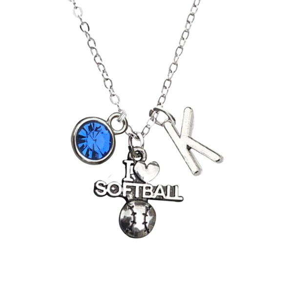 Personalized I Love Softball Necklace - Pick Charms