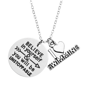 Swim Necklace - Believe In Yourself and You Will Be Unstoppable