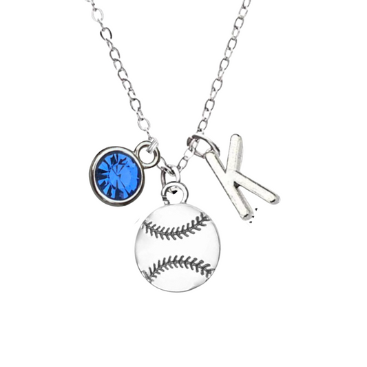 Personalized Softball Ball Necklace - Pick Charms