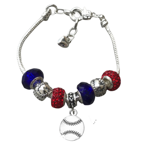 Softball Beaded Charm Bracelet- Pick Colors