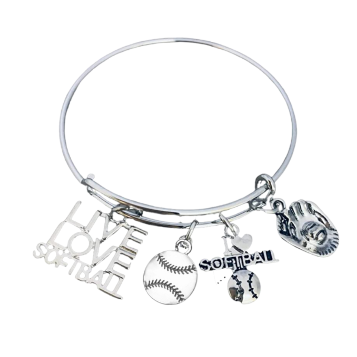 Softball Charm Bangle Bracelet