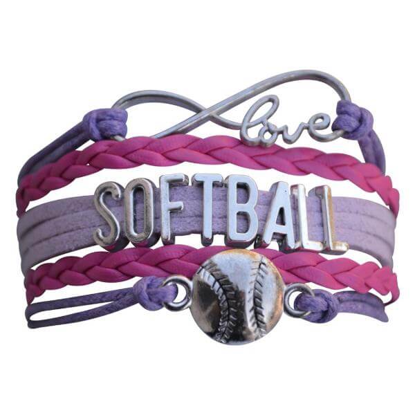 Girls Softball Bracelet - Purple and Pink Color