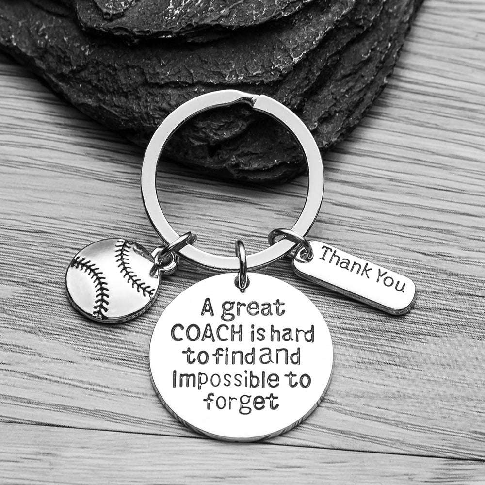 Softball Coach Keychain- Great Coach is Hard to Find But Impossible to Forget