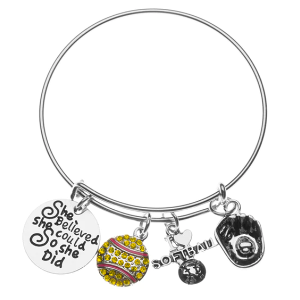 Softball She Believe She Could So She Did Charm Bracelet