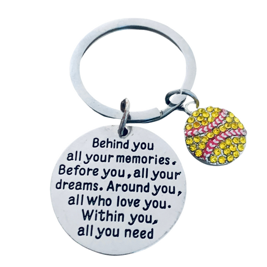 Softball Keychain - Behind You All Your Memories