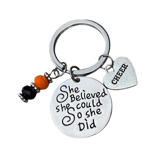 Cheer Beaded Keychain- She Believed She Could So She Did Keychain