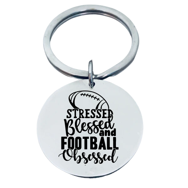 Football Keychain - Stressed, Blessed and Football Obsessed