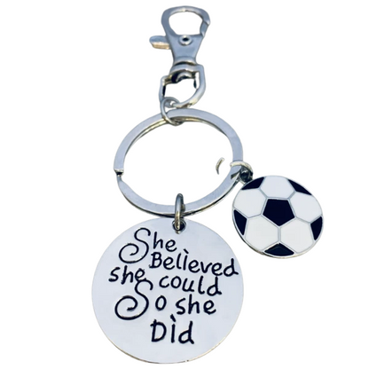 Girls Soccer She Believed She Could  Zipper Pull Keychain