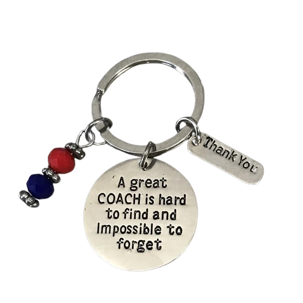 Great Coach is Hard to Find But Impossible to Forget Keychain - Pick Team Colors