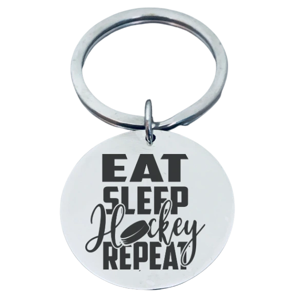 Hockey Keychain - Eat Sleep Hockey Repeat