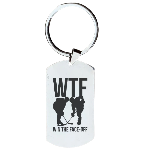 Hockey Keychain - WTF - Win the Face-Off