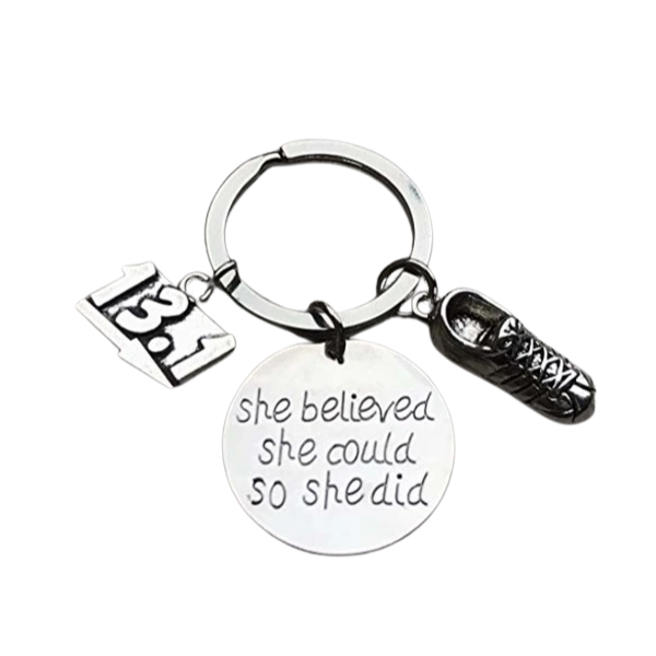 Runner 13.1 Keychain, She Believed She Could So She Did Keychain, Running Gift