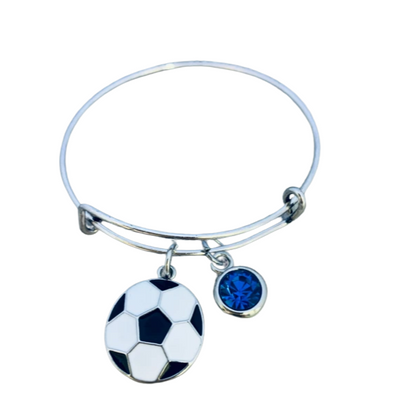 Soccer Birthstone Bangle Bracelet