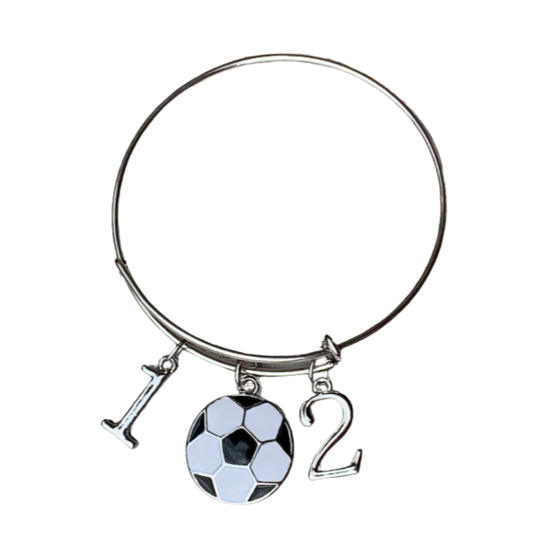 Soccer Number Charm Bangle Bracelet