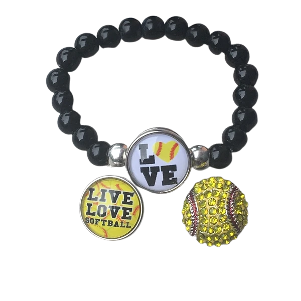 Softball Interchangeable Snap Charm Bracelet