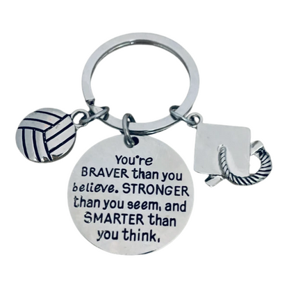 Sports Graduation Keychain - Braver Thank You Believe- Pick Activity