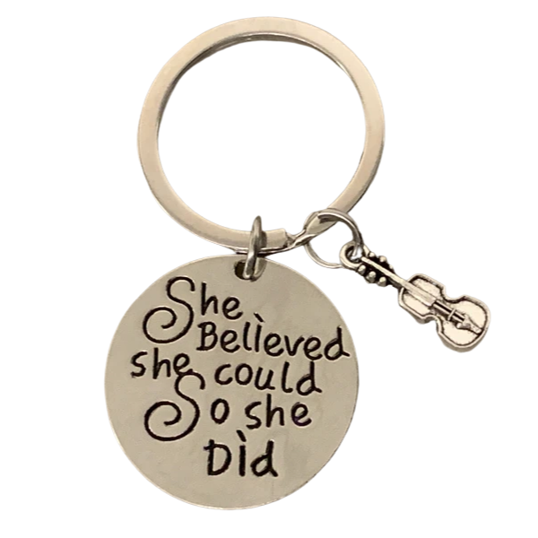 Violin Keychain - She Believed She Could So She Did