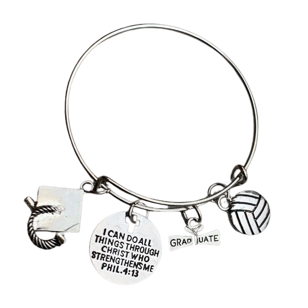 Volleyball Graduation Bracelet - I Can Do All Things Through Christ Who Strengthens Me