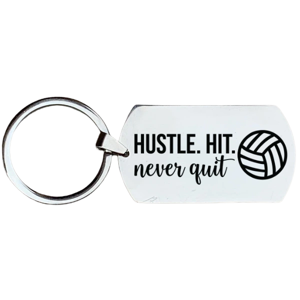 Volleyball Keychain - Hustle Hit Never Quit
