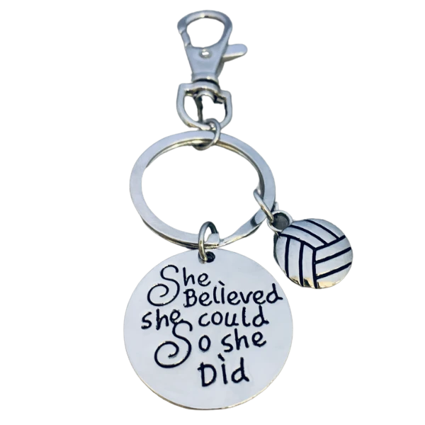 Volleyball Zipper Pull Keychain - She Believed She Could So She Did