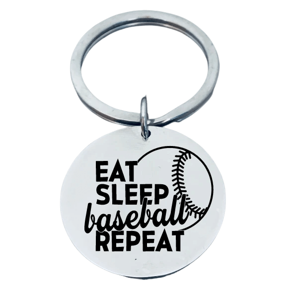 Baseball Keychain - Eat, Sleep, Baseball, Repeat