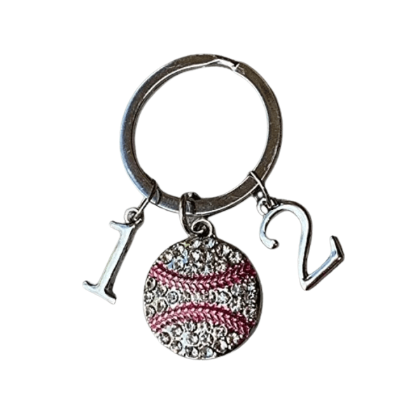 Baseball Keychain with Number Charms