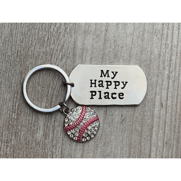 Baseball Keychain- My Happy Place