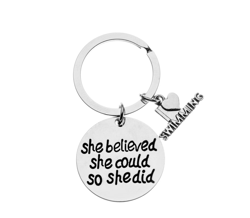 Swim She Believed She Could So She Did Keychain