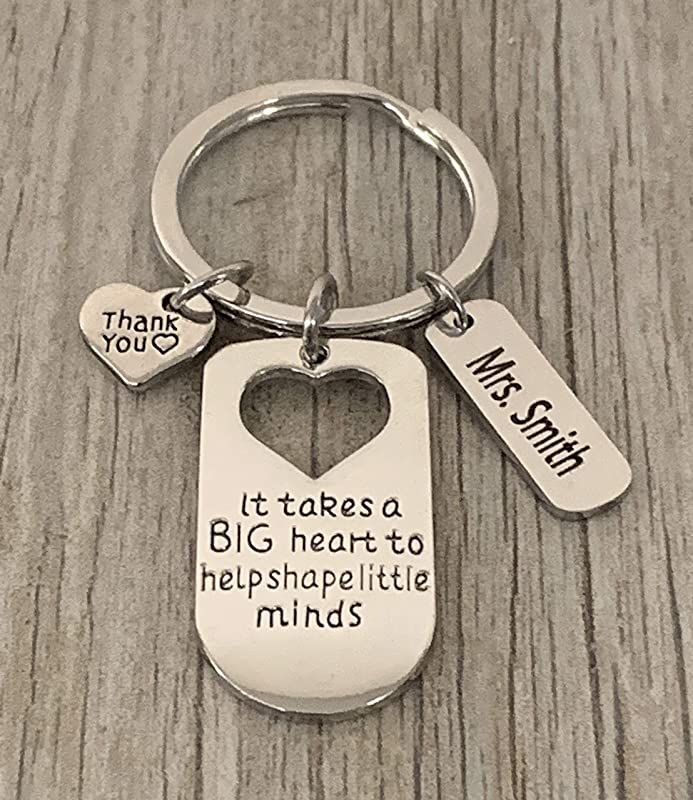 Personalized Engraved Teacher Big Heart Little Minds Keychain
