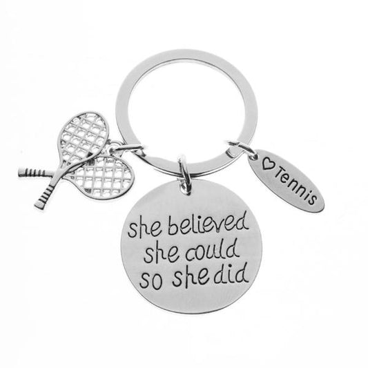 Tennis She Believed She Could So She Did Keychain - Sportybella