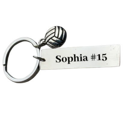 Personalized Engraved Bar Volleyball Keychain